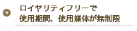 ロイヤリティフリーで使用期間、使用媒体が無制限